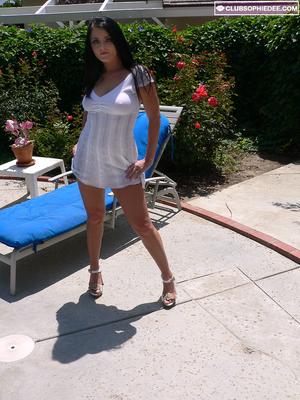 Sophie Dee in Pretty White Sundress