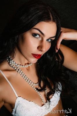 CharmModels Katrina - Black Haired Babe Kartina In White Lingeri