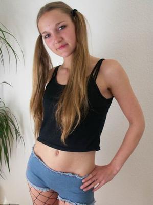 Berlin teen Vivi cheating in the shortest jean short contest