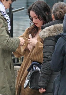 Megan Fox wet on set