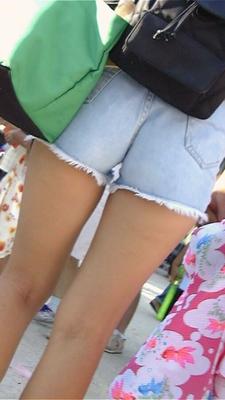 Close up of Jeans Shorts Ass