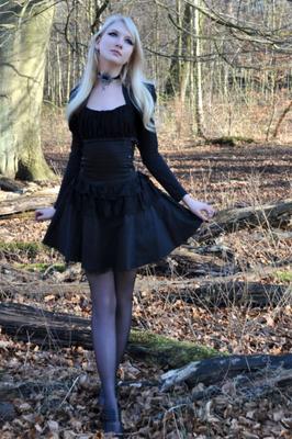 nice blonde goth girl in black pantyhose