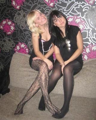 Girls in patterned and fishnet pantyhose