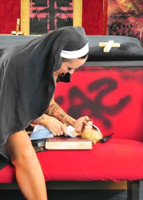 Christy Mack sinful in a nun costume