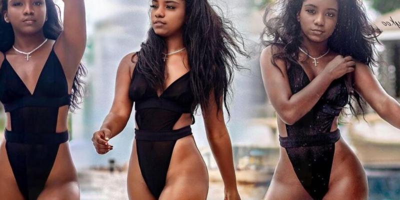 Black Instagram Half  Girls Swimsuit