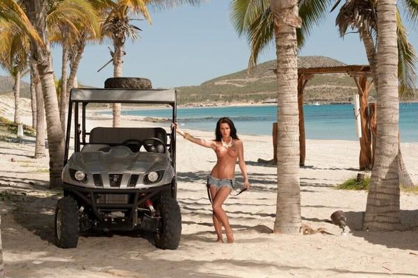 Attractive brunette on beach