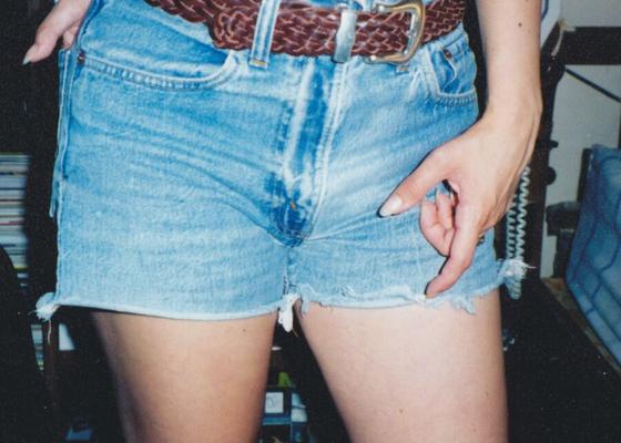 Cut-off denim shorts