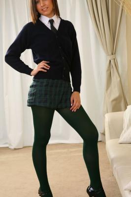 Bryoni Kate schoolgirl green pantyhose