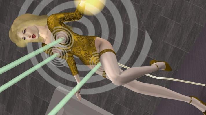 Laser Line (-Yellow)-Angel in Leotard Pantyhose and Heels