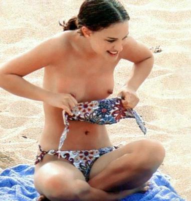 Natalie Portman tanning her perky tits