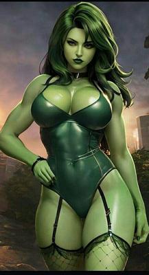 elle Hulk et Poison Ivy filles vertes chaudes