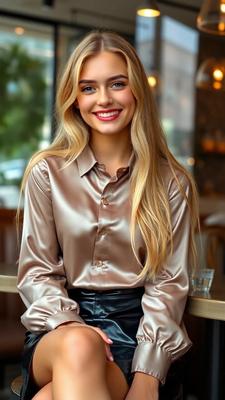 Blonde Satin Blouse AI